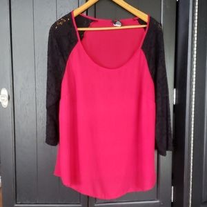 COPY - Torrid red blouse with black lace
